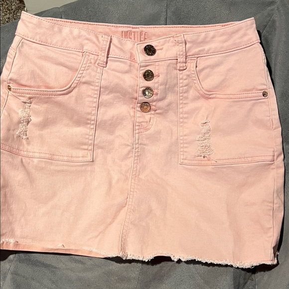 Justice Light Pink Button-Up Mini Skirt - Picture 1 of 2